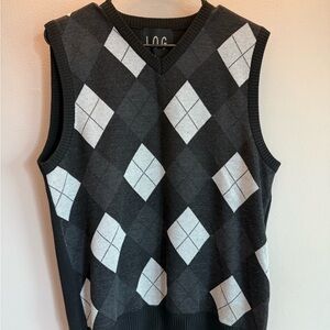 Argyle Sweater Vest in Black and Gray mens large